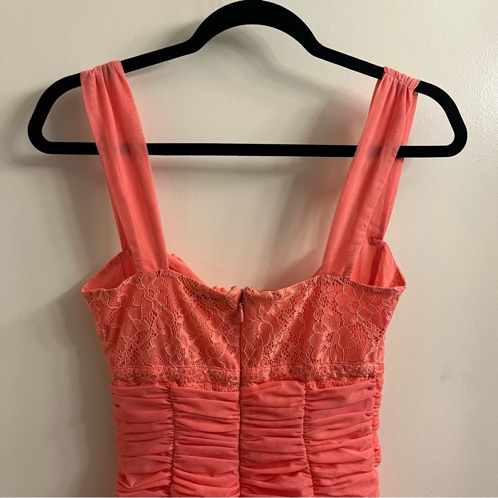 Mistress Rocks Coral Lace Ruched Mini Dress Small - Picture 8 of 12